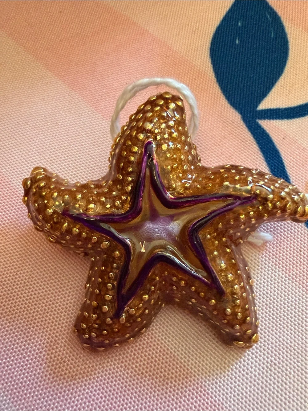 Vintage Gold Starfish Brooch with Purple Accent